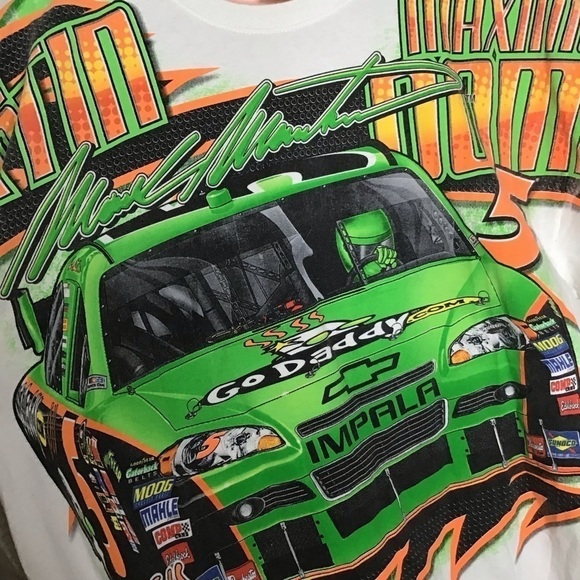 CHASE AUTHENTICS NASCAR Mark Martin Go Daddy Dual Graphic Racing T Shirt. - Picture 5 of 13